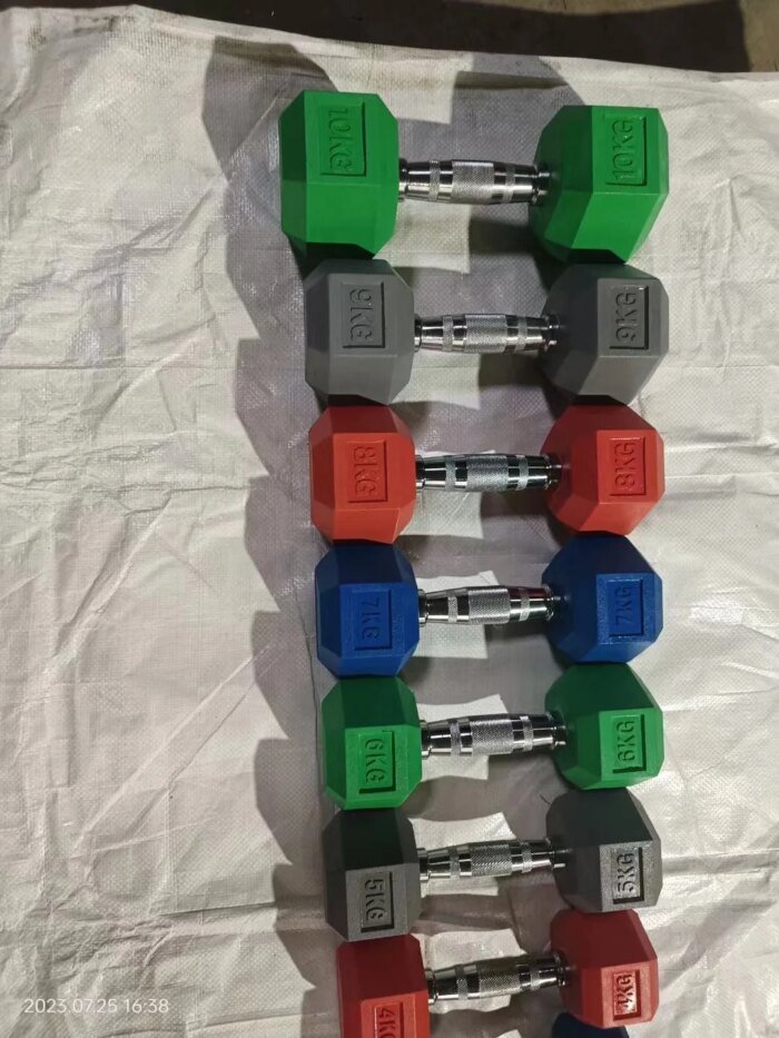 Gym Color Hex Rubber Dumbbell Set - Image 6