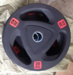 Black Rubber 3-Hole Barbell Weight Plates Fitness - Image 2