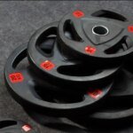 Black Rubber 3-Hole Barbell Weight Plates Fitness - Image 4