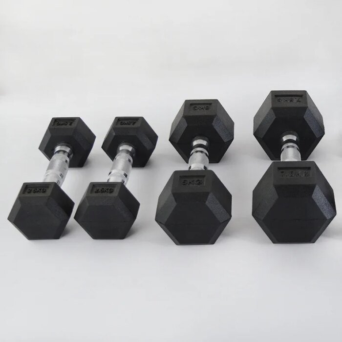 Gym Color Hex Rubber Dumbbell Set - Image 3