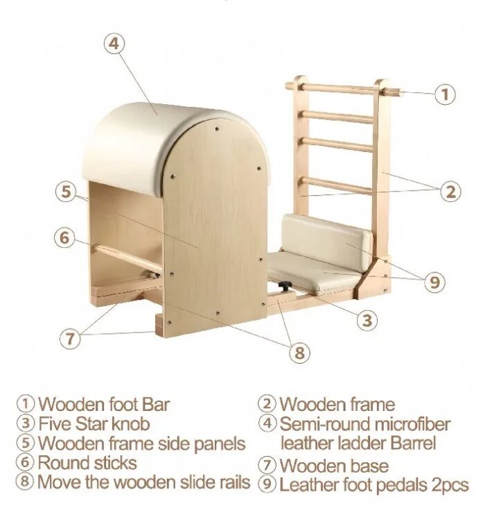 Oak Wood Ladder Barrel Pilates Machine Custom Design - Image 3