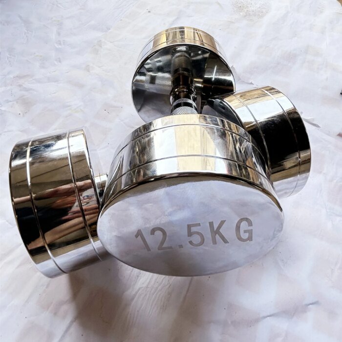 Gym Fitness 15-50KG Gold Steel Chrome Electroplated Dumbbells Sets - Image 2