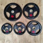 3-hole Black Rubber Coated Gym Bumper Plate - Image 4