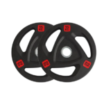 Black Rubber 3-Hole Barbell Weight Plates Fitness