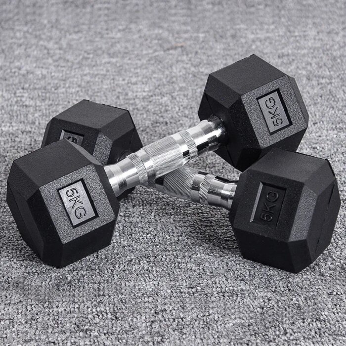 Hex Rubber Dumbbell Weightlifting Gym Equipment Sale - Image 4