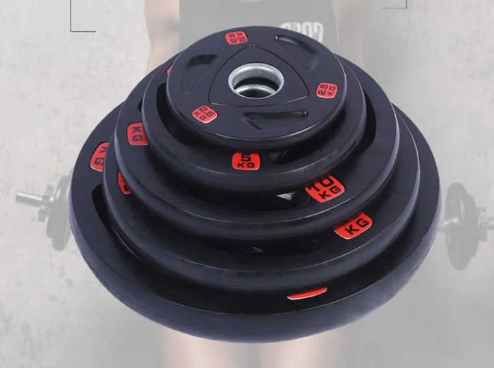 Gym Equipment Three Holes Black Rubber Weight Plate - Image 5