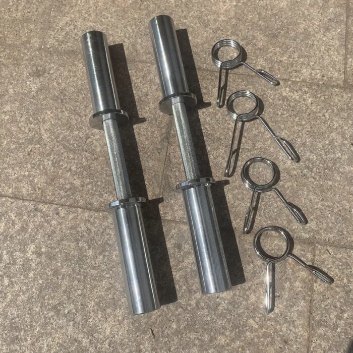 Silver Steel Barbell Bar 220cm Adjustable Dumbbell Bar Home Gym - Image 6