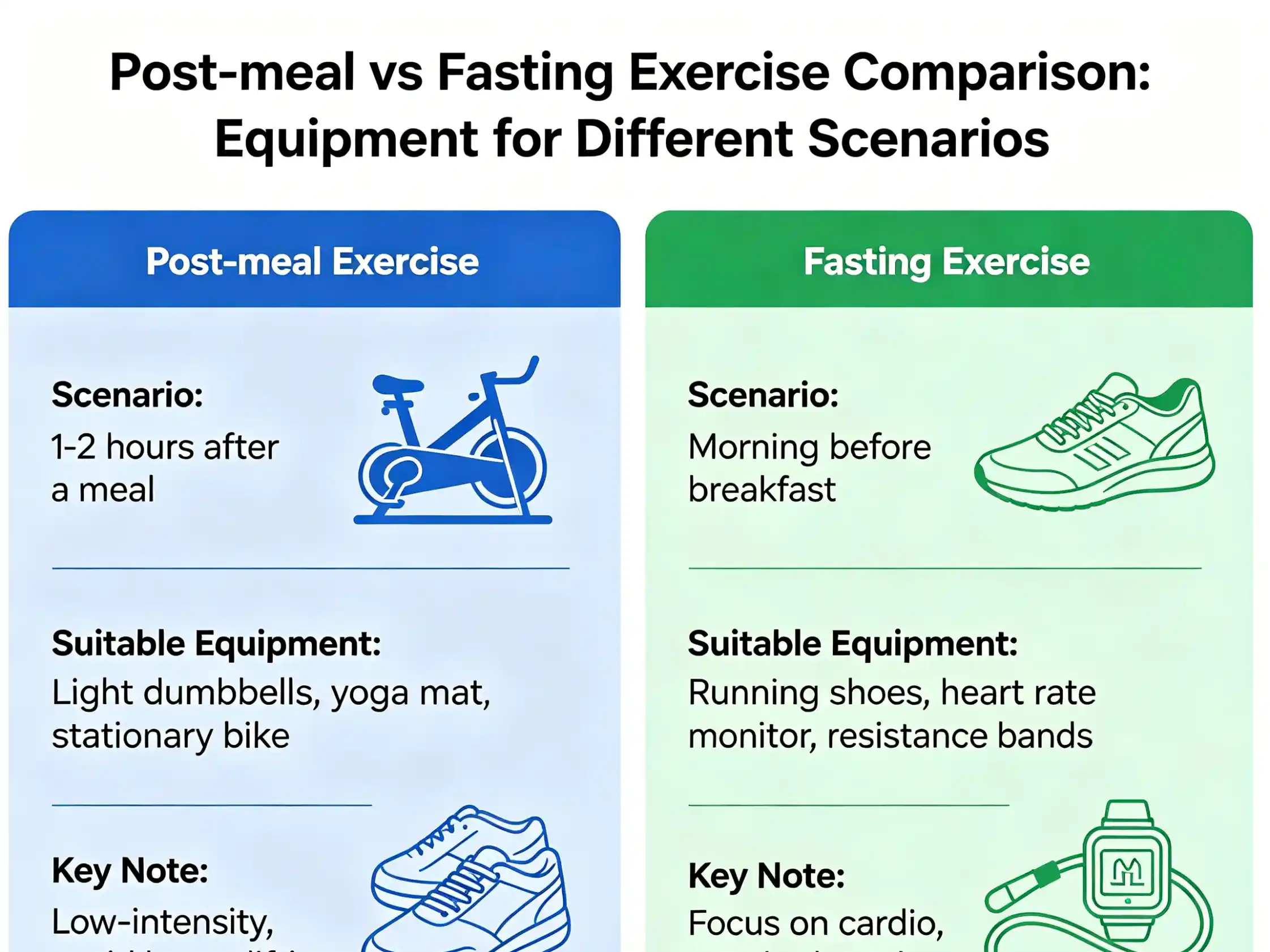 Different scenarios require different equipment Post-meal vs fasting exercise comparison