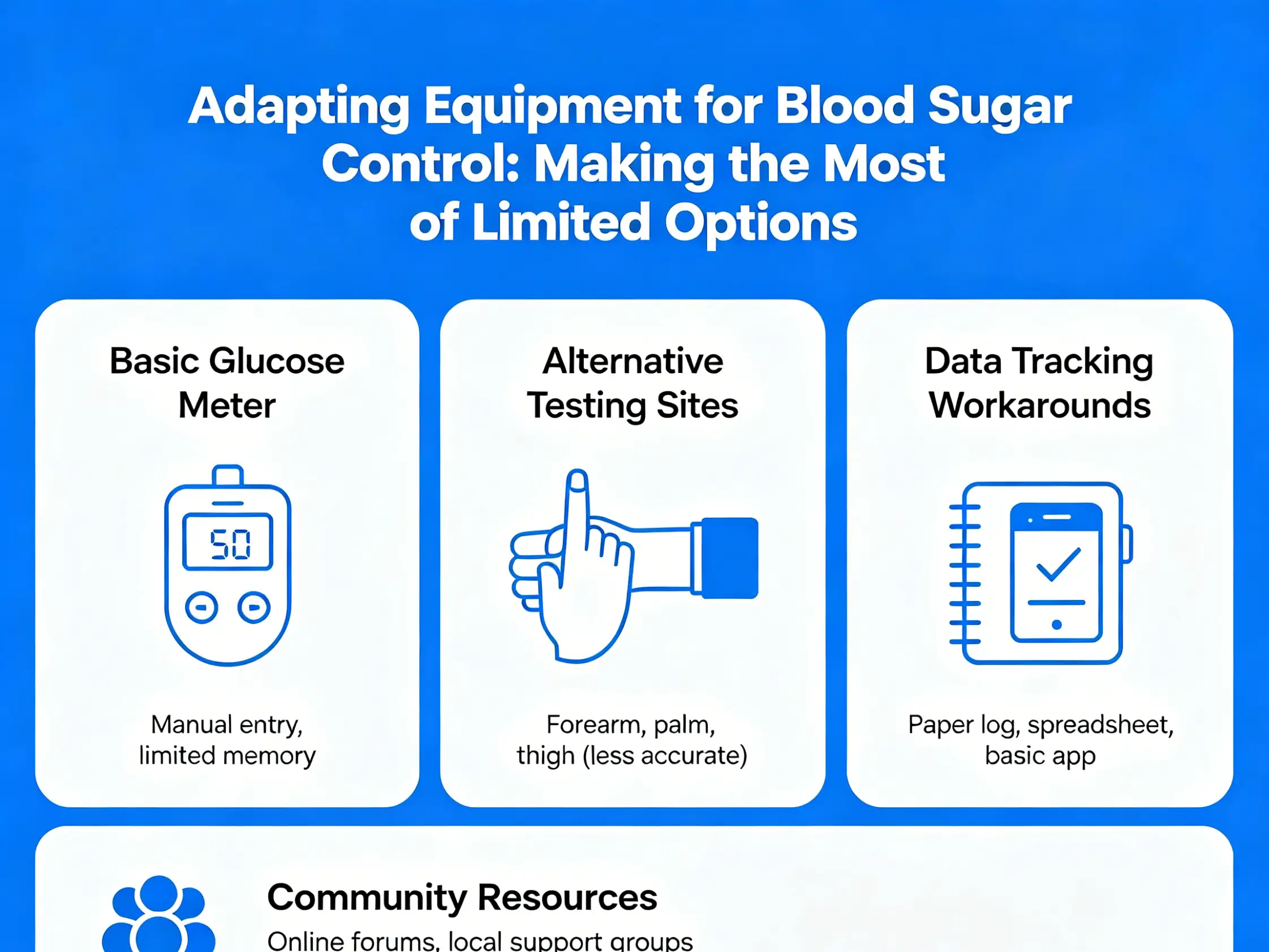 Making the most of limited equipment options Adapting equipment for blood sugar control
