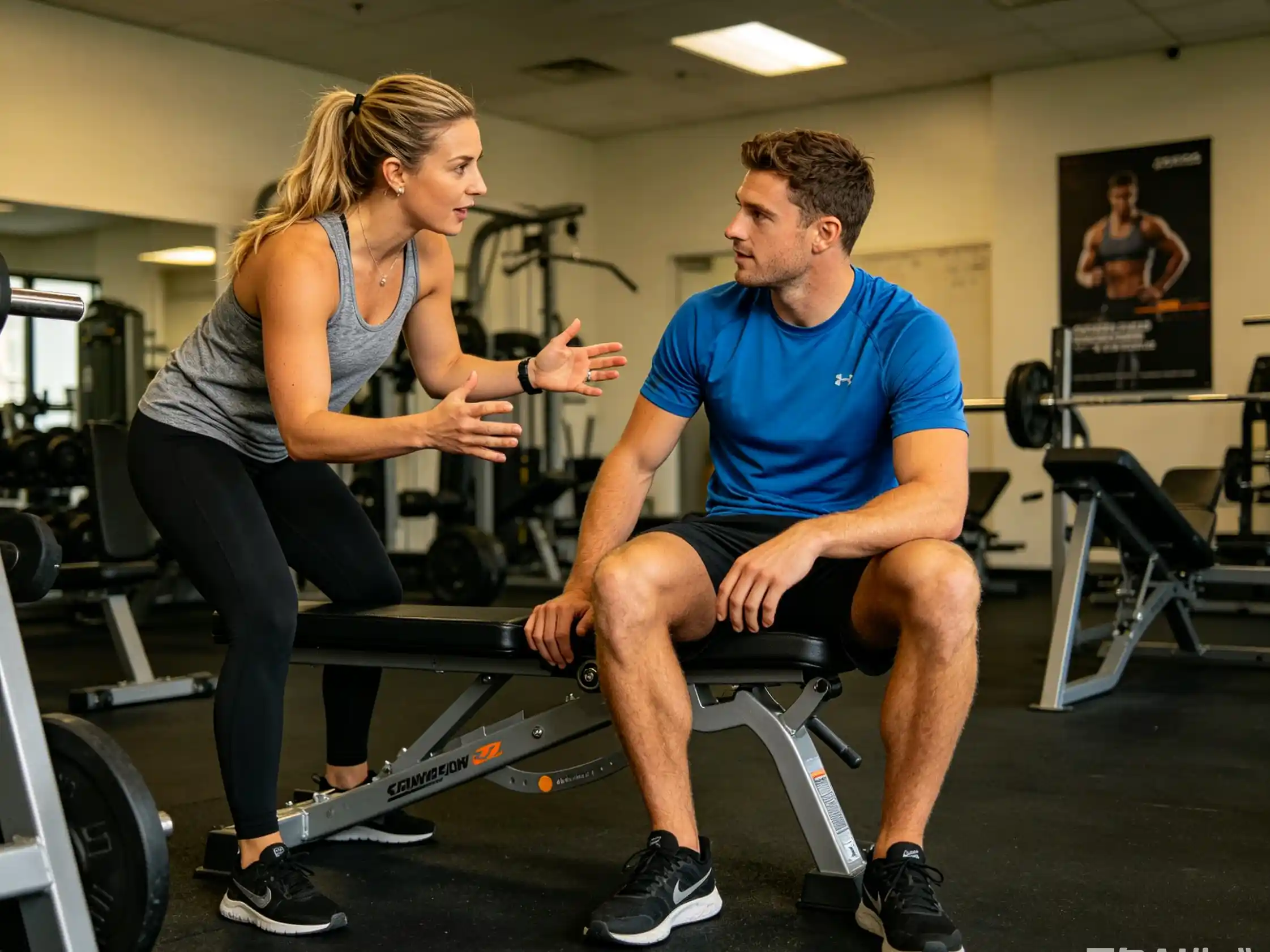 person adjusting exercise equipment