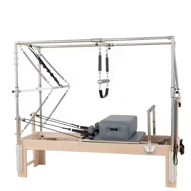3 in 1 Maple Wood Pilates Reformer Machine with Silent Pulley System for Yoga Studios
