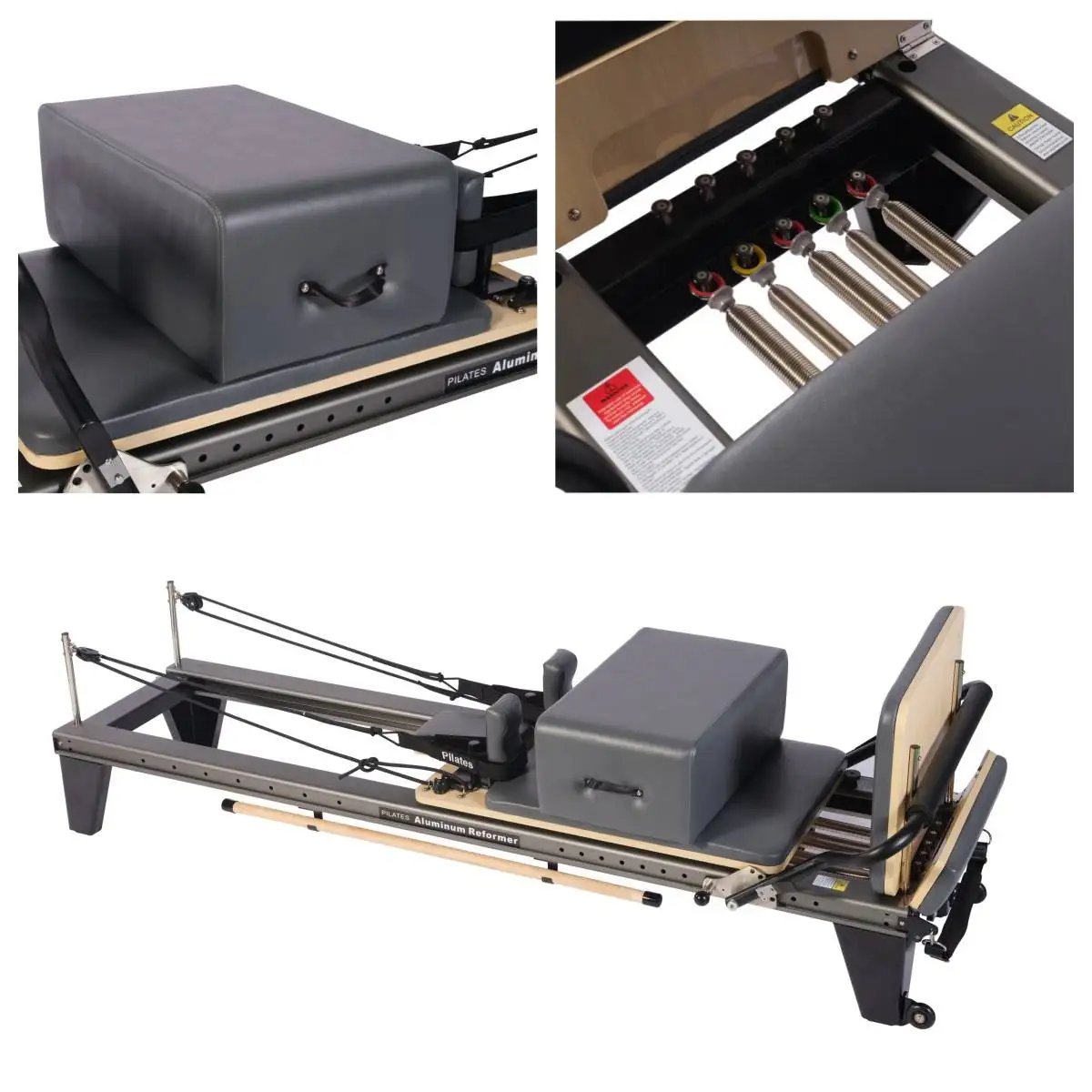 Pilates Reformer Aluminum Core Bed 220kg Weight Capacity for Studio Use 1Y Warranty