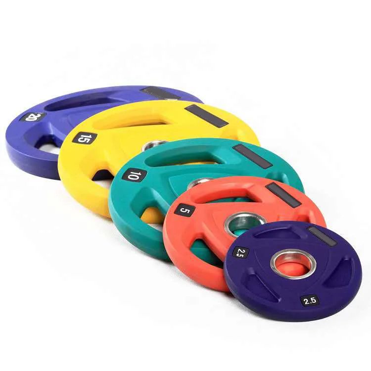 PU Eco-Friendly Colorful Barbell Plates for Gym Strength Training, Non-Slip 2.5-25kg