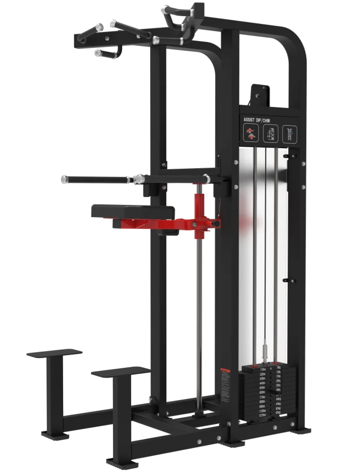 Adjustable Dip Chin Assist Machine with 100kg Weight Stack for Chest Strength Training