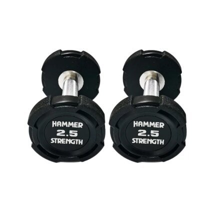 PU Round Dumbbell Set 2.5-50kg Urethane Coated for Commercial Gym Strength Training