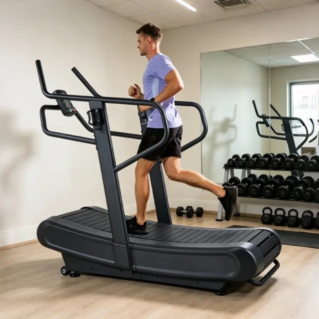 Non-motorized Curved Treadmill for Commercial Gyms – Juyili CA-V7 Self-powered Cardio Trainer