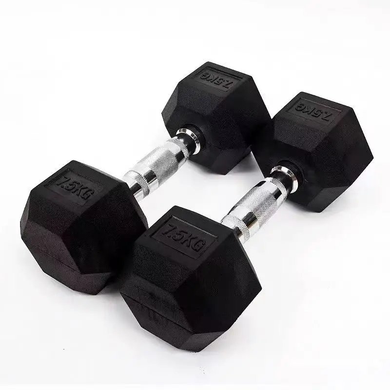 5kg Rubber Hexagonal Dumbbells for Commercial Gym Strength Training, Lbs Wholesale Set