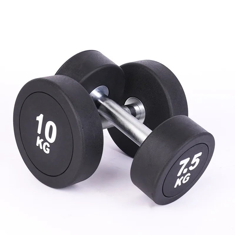 Round Rubber Dumbbell Set 2.5-60kg Custom Logo for Commercial Gym Strength Training