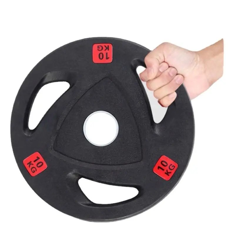 Black Rubber Weight Plates 3 Holes for Commercial Gym Strength Training