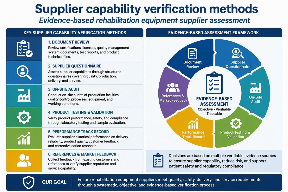 Evidence-based rehabilitation equipment supplier assessment Supplier capability verification methods