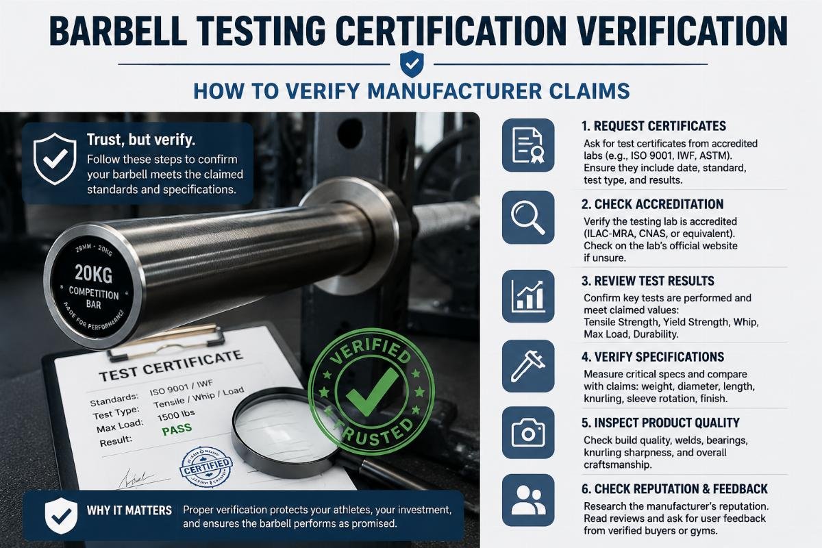 How to verify manufacturer claims Barbell testing certification verification