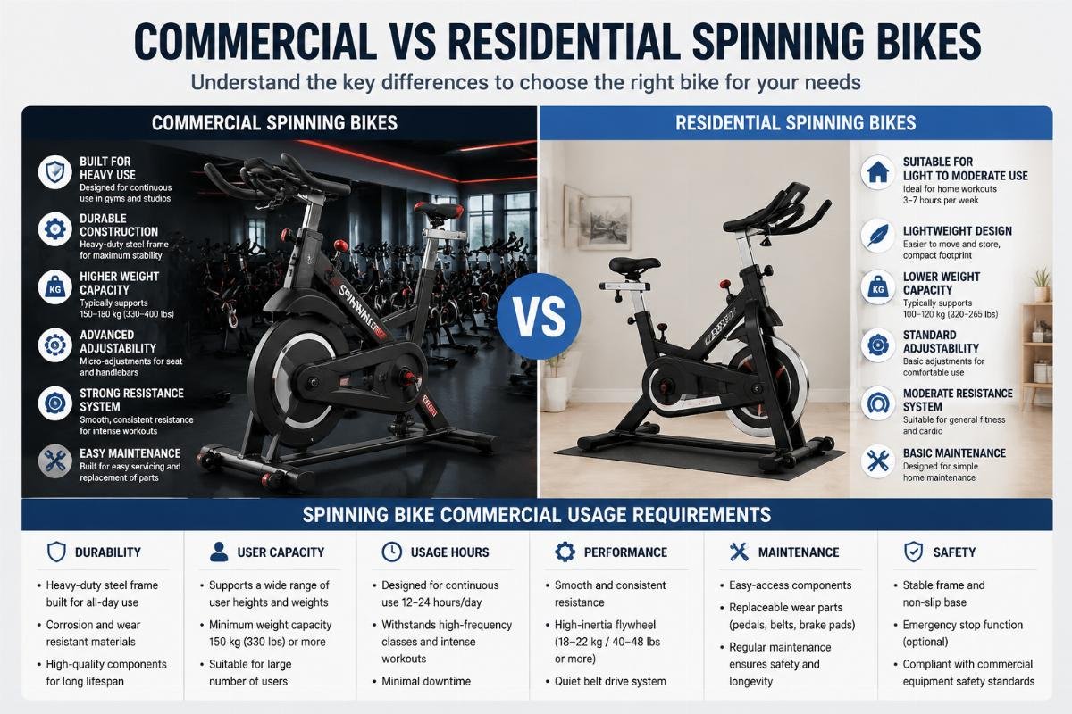 Spinning bike commercial usage requirements Commercial vs residential spinning bikes