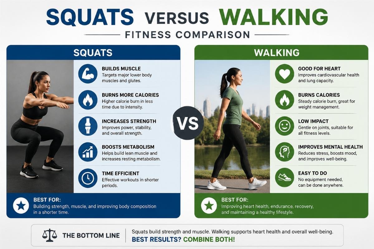Squats versus walking fitness comparison Squats versus walking comparison