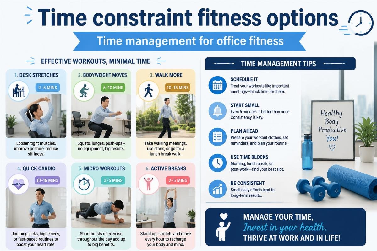 Time management for office fitness Time constraint fitness options