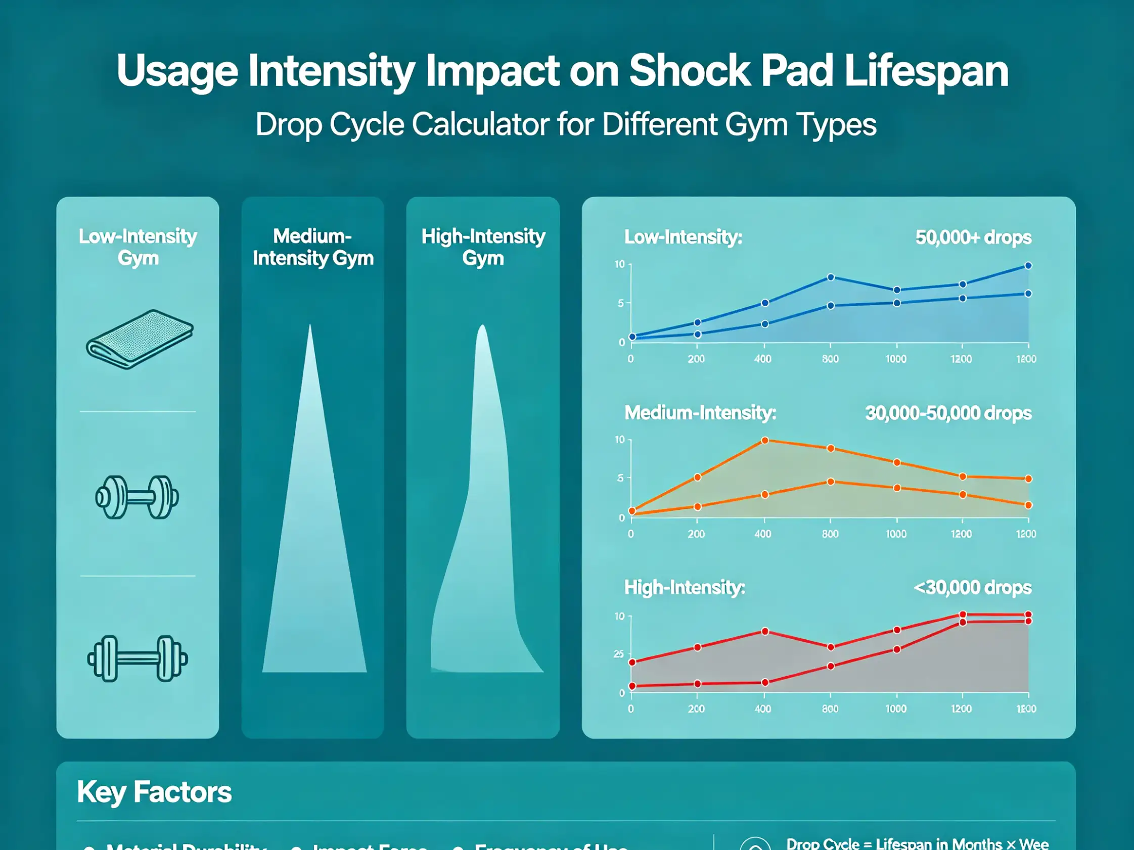 Drop cycle calculator for different gym types Usage intensity impact on shock pad lifespan