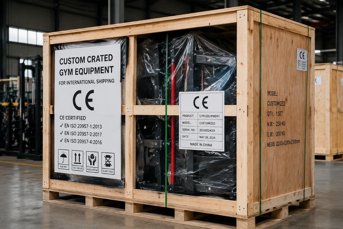 CE certified gym equipment shipping packaging Custom crated gym equipment with CE certification labels for international shipping