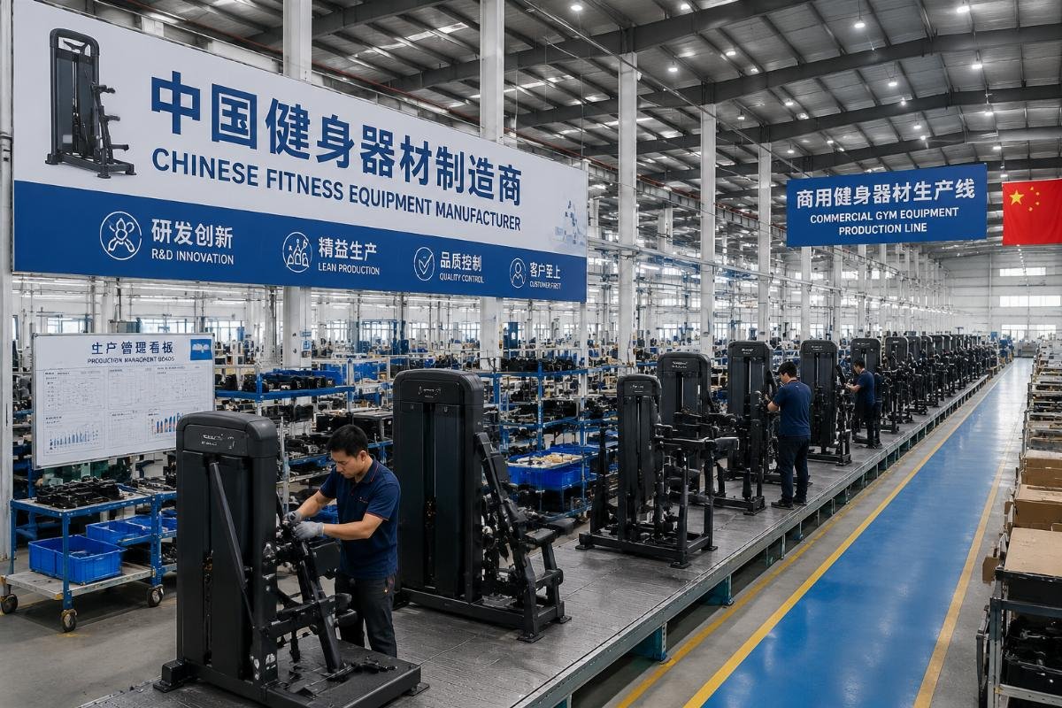 China commercial gym equipment manufacturing facility Chinese fitness equipment factory production line for commercial gym products