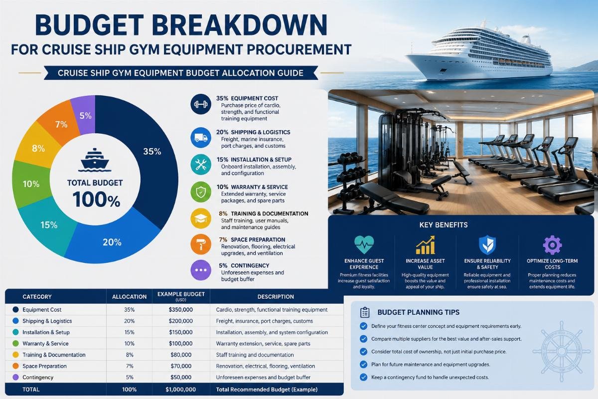 Cruise ship gym equipment budget allocation guide Budget breakdown infographic for cruise ship gym equipment procurement