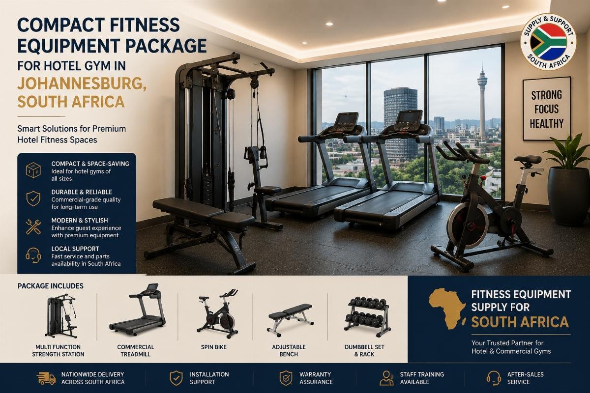 Fitness equipment supply for South Africa Compact fitness equipment package for a hotel gym in Johannesburg, South Africa