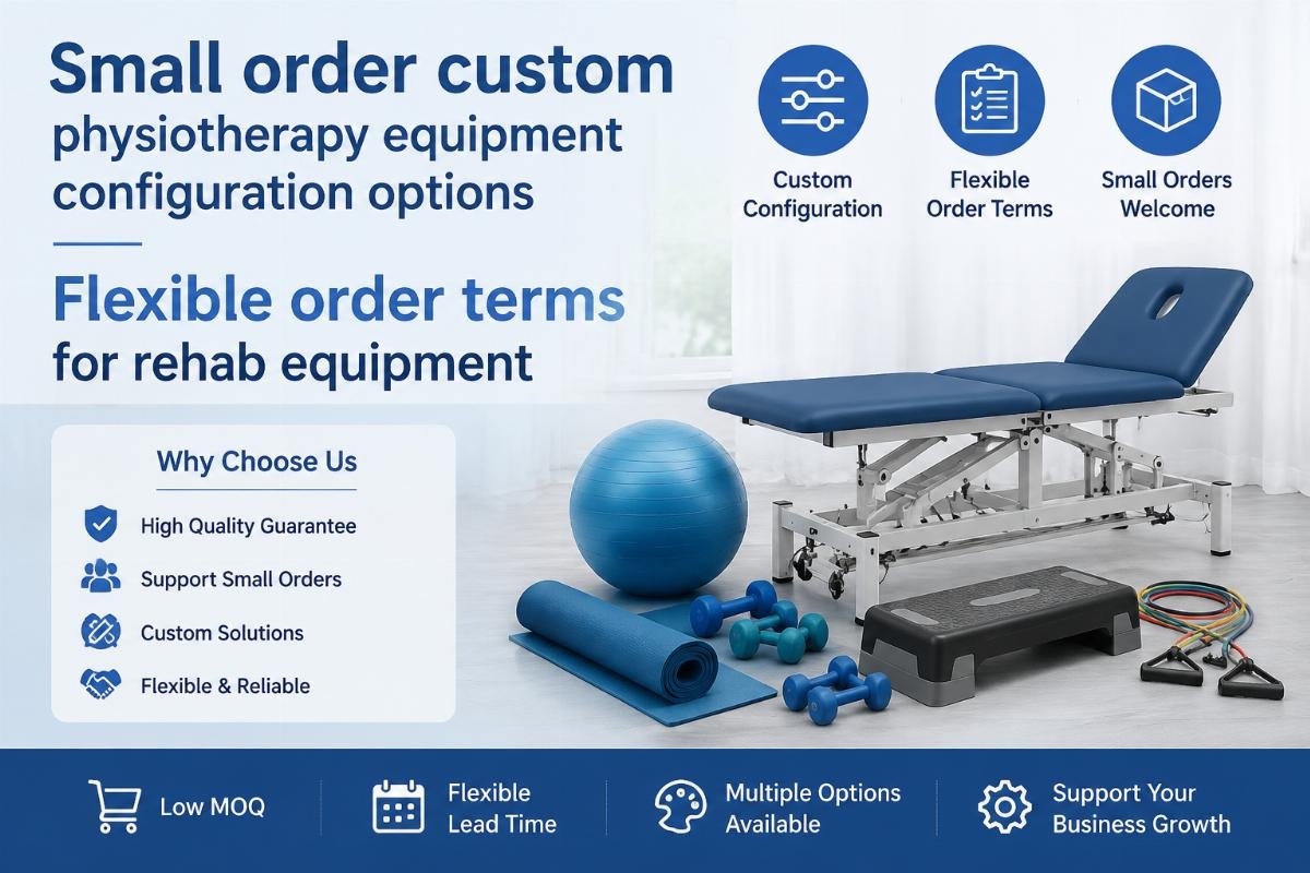 Flexible order terms for rehab equipment Small order custom physiotherapy equipment configuration options