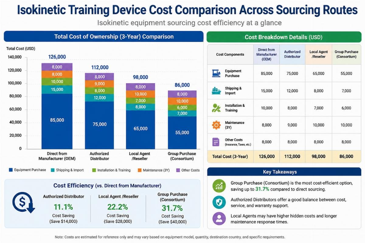 Isokinetic equipment sourcing cost efficiency Isokinetic training device cost comparison across sourcing routes