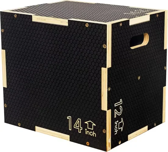 Premium Heavy-Duty Black Wooden Plyo Box with Custom Branding