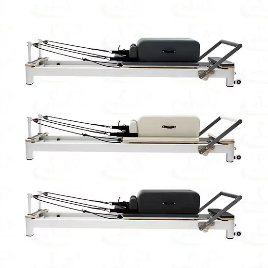 Professional White Aluminum Pilates Reformer for Yoga Studio
